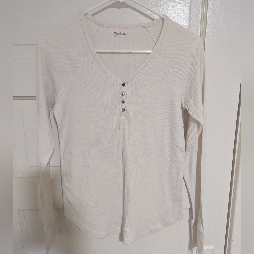 Gap Body White Long Sleeve Top, Size Medium